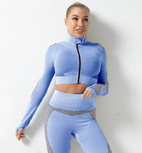 Load image into Gallery viewer, Seamless Hip-Lifting Fitness Set Jacket Zipper Sports Wear
